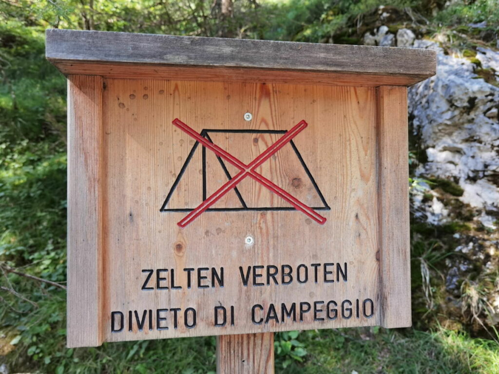 Pragser Wildsee Camping ist grundsätzlich verboten